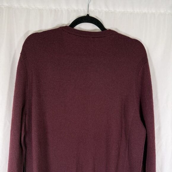 Express Merino Wool Sweater Men's Large Burgundy Long Sleeve Crew Neck Pullover - Picture 8 of 9